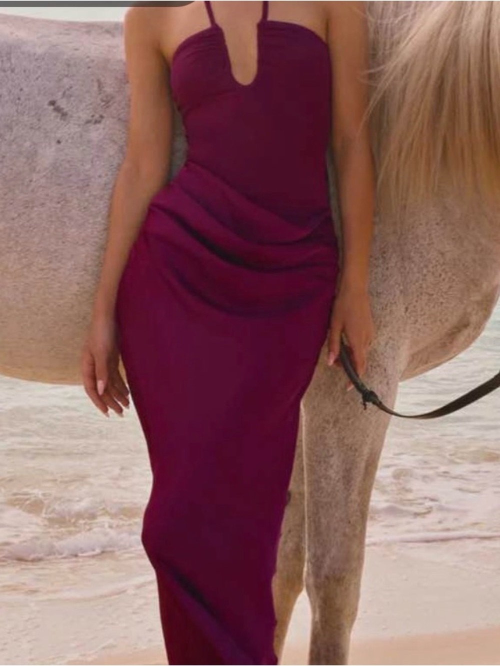 Peppermayo Plum Halter Maxi Dress